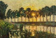 Trees by a Lake, Sunset - Emile Claus