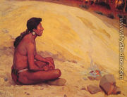 Indian Seated by a Campfire - Eanger Irving Couse