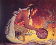 Indian by Firelight - Eanger Irving Couse