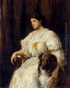 Portrait of a lady with her collie, seated, three-quarter length - Heywood Hardy