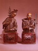 Epoux Chinois, A Pair of Busts (The Chinese Couple, A Pair of Busts) - Charles Henri Joseph Cordier