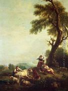 Landscape with Peasants Watching a Herd of Cattle - Francesco Zuccarelli