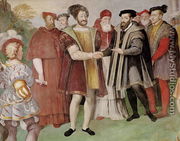 The Truce of Nice between Francis I (1494-1547) and Charles V (1500-58) from the Sala del Consiglio Trento - Taddeo Zuccaro