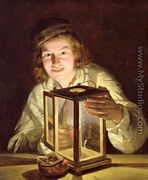 The Young Stableboy with a Stable Lamp, 1824 - Ferdinand Georg Waldmuller