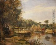 Isaak Walton Fishing, A Summers Day on the Banks of the River Colne - Edward Matthew Ward