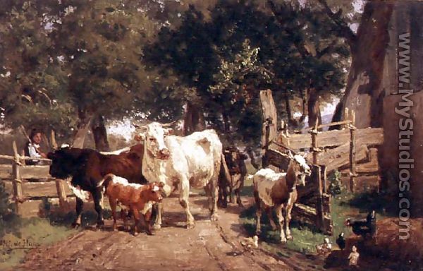 A Farmyard Scene - Eduard Weichberger