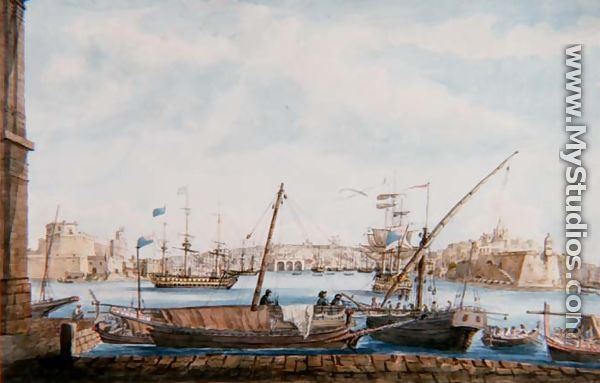 View of the Harbour of the Gallies from Valetta Side, c.1800 - Major James, of Tolcross Weir