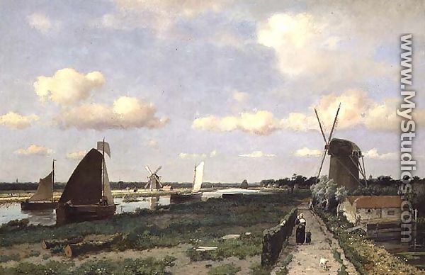 View of the Trekvliet canal near The Hague, 1870 - Johan Hendrik  Weissenbruch