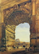 The Arch of Titus with the Colosseum, Rome - Thomas Hartley Cromek
