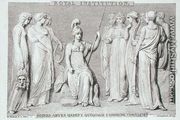 The Royal Institution card, engraved by A. Rannbach, from Michael Faradays scrapbook - Richard Westall