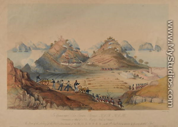 Storming of the Forts and Entrenchments of Chuenpee on 7th January 1841, engraved by Dickenson, published by Dickenson and Son in 1841 - F.J. White