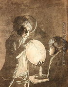 Two Boys Blowing a Bladder by Candlelight, aquatinted by Peter Perez Burdett (1735-93) - Josepf Wright Of Derby