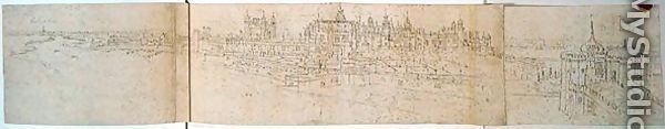 Hampton Court Palace from the River, from The Panorama of London, c.1544 - Anthonis van den Wyngaerde