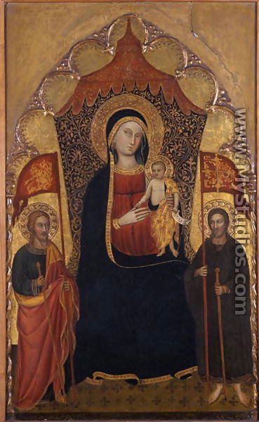 Enthroned Madonna and Child with the Apostle Jacob the Elder and St. Ranieri, c.1410-20 - Turino Vanni
