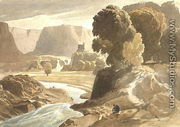 Mountainous landscape with a castle (possibly a view in Wales), c.1802-3 - Cornelius Varley