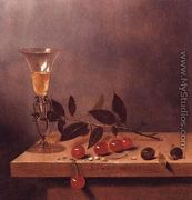 Facon de Venise Wine Glass and Cherries on a Ledge - Jan III van de Velde