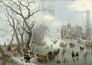 Winter Landscape with Skaters near a Castle, 1615 - Adriaen Pietersz. Van De Venne