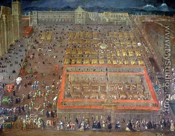 Central Square of Mexico City, 1695 - Cristobal de Villalpando