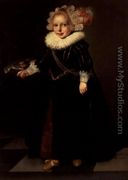 Girl wearing a black dress with feather head dress - Cornelis De Vos