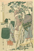 Picking mulberry leaves, no.2 from Joshoku kaiko tewaza-gusa, c.1800 - Kitagawa Utamaro