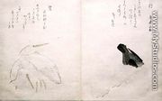 Cormorant on the right and two snowy herons on the left, from an album Birds compared in Humorous Songs, 1791 - Kitagawa Utamaro