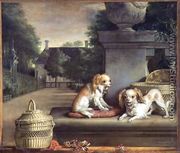 Two Dogs in a Park - Abraham van den Tempel
