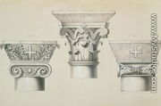 Byzantine capitals from columns in the nave of the church of St. Demetrius in Thessalonica, pub. by Day & Son - (after) Texier, Charles Felix Marie