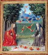 Stowe 955 f.12b-13 Maids and Winged hearts, written by Pierre Sala b.c.1457 c.1500 - Lyons The Master of
