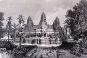 Main facade of Angkor Wat, book illustration from A Journey of Exploration in Indo-China, pub. c.1873 - (after) Therond, Emile Theodore