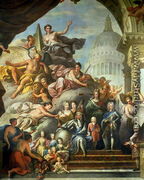 Rear wall painting of the Upper Hall glorifying George I 1660-1727 and the House of Hanover, 1718-24 - Sir James Thornhill