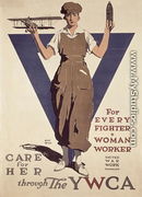 For Every Fighter a Woman Worker, 1st World War YWCA propaganda poster - Adolph Treidler