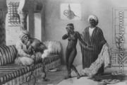 A Young Girl from Timbuktoo Being Offered by a Slave Master in Tripoli in 1854, from Voyages au Soudan et dans LAfrique Septentrionale, engraved by A. Adam, 1850 - Pierre Tremaux