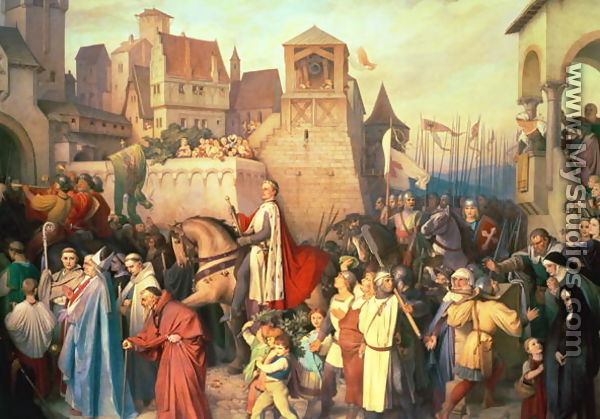 Duke Leopold the Glorious 1176-1230 enters Vienna on his return from the Crusades - Josef Mathias Trenkwald