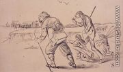 Golfers off to Practice on the Beach, illustration from Graphic magazine, pub. c.1870 - Henry Sandercock