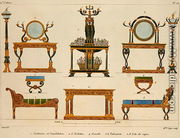 Furniture designs, engraved by Mme Soyer, plate 24 from Modeles de Meubles et de decorations interieures pur les meubles, published 1828/41 - M. Santi