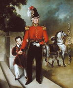General Sir James Dennis 1778-1855 with his son, a syce leading away his charger 1843 - Heinrich Schaeffer