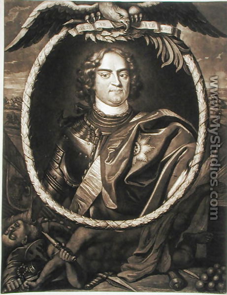 Augustus II 1670-1733 King of Poland, 1709  - Pieter Schenk