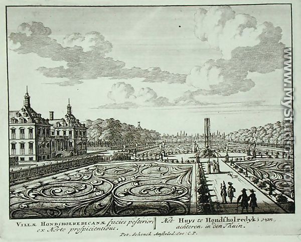 The garden at Honsholredyk, from Admirandorum Quadruplex Spectaculum, by Jan van Call 1656-1703, published before 1715 - Pieter Schenk