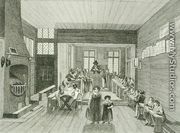 Interior View of the School connected with John Bunyan's Meeting House in Zoar Street, Southwark, engraved by Dale, 1822  - (after) Schnibbelee