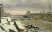 View of the Louvre in Winter - Hyppolyte Victor Valentin Sebron