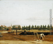 Excavating the Regents Canal, with a view of Marylebone Chapel, c.1812  - John Seguier