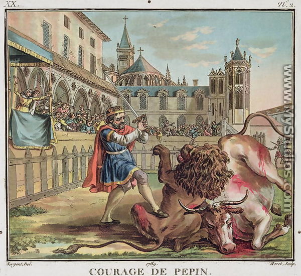 The Courage of Pepin 714-68, engraved by Jean Baptiste Morret fl. 1790-1820 1789  - Antoine Louis Francois Sergent-Marceau