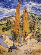 Two Poplars On A Road Through The Hills - Vincent Van Gogh