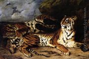 A Young Tiger Playing with its Mother 1830 - Eugene Delacroix