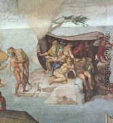 Ceiling Of The Sistine Chapel  Genesis Noah 7 9  The Flood Right View - Michelangelo Buonarroti