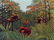 Apes In The Orange Grove - Henri Julien  Rousseau