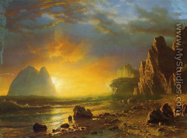 Sunset On The Coast - Albert Bierstadt