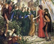 Beatrice  Meeting Dante At A Wedding Feast  Denies Him Her Salutation - Dante Gabriel Rossetti