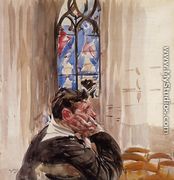 Portrait Of A Man In Church - Giovanni Boldini
