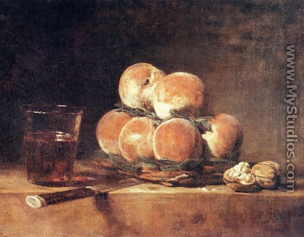 A Basket Of Peaches - Jean-Baptiste-Simeon Chardin